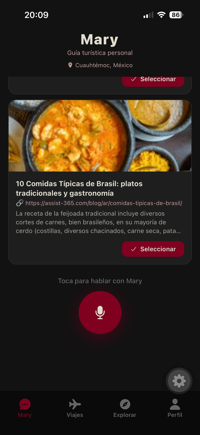 Mary — guía turística con voz